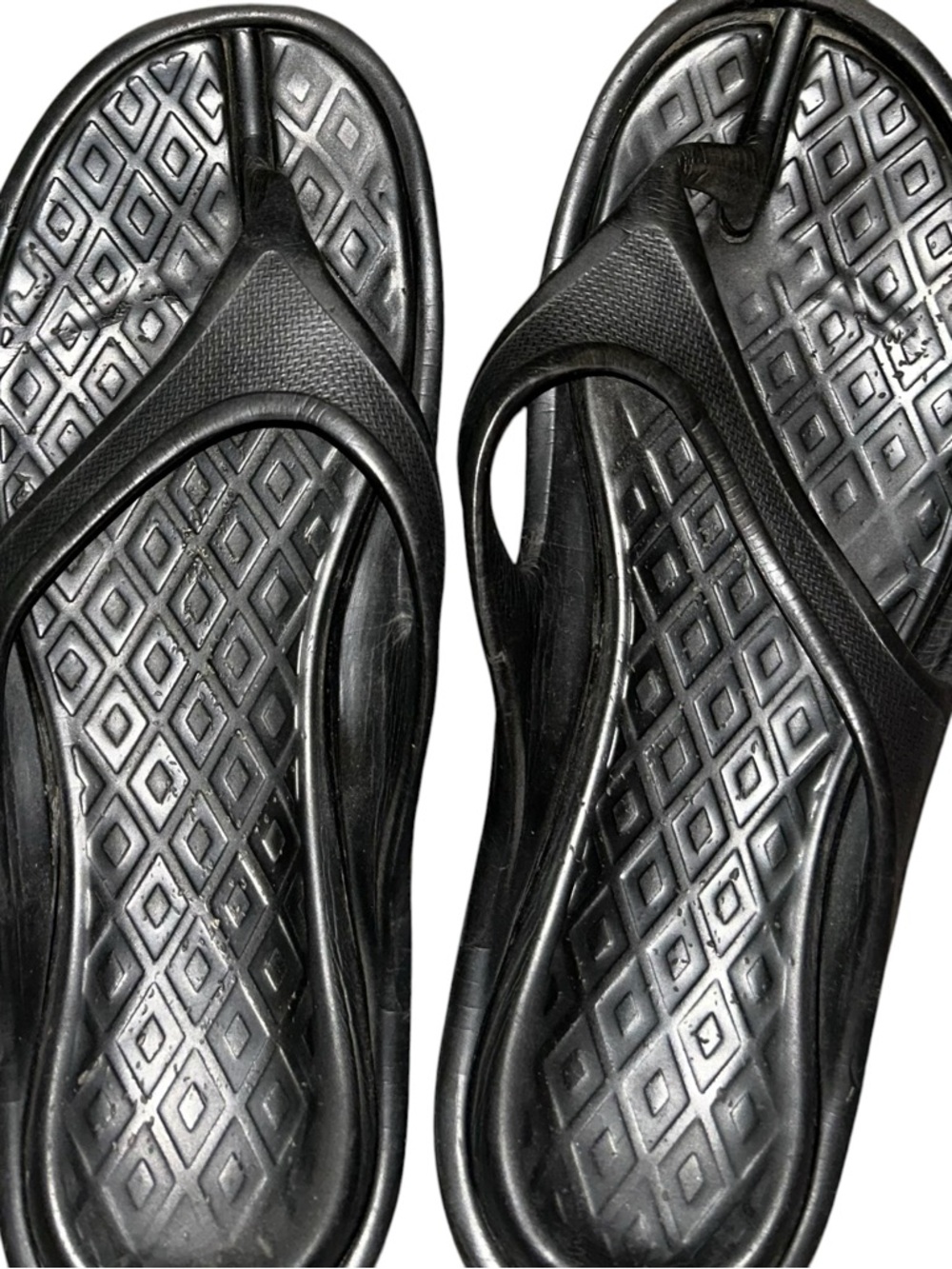 Black Textured Rubber Flip Flops